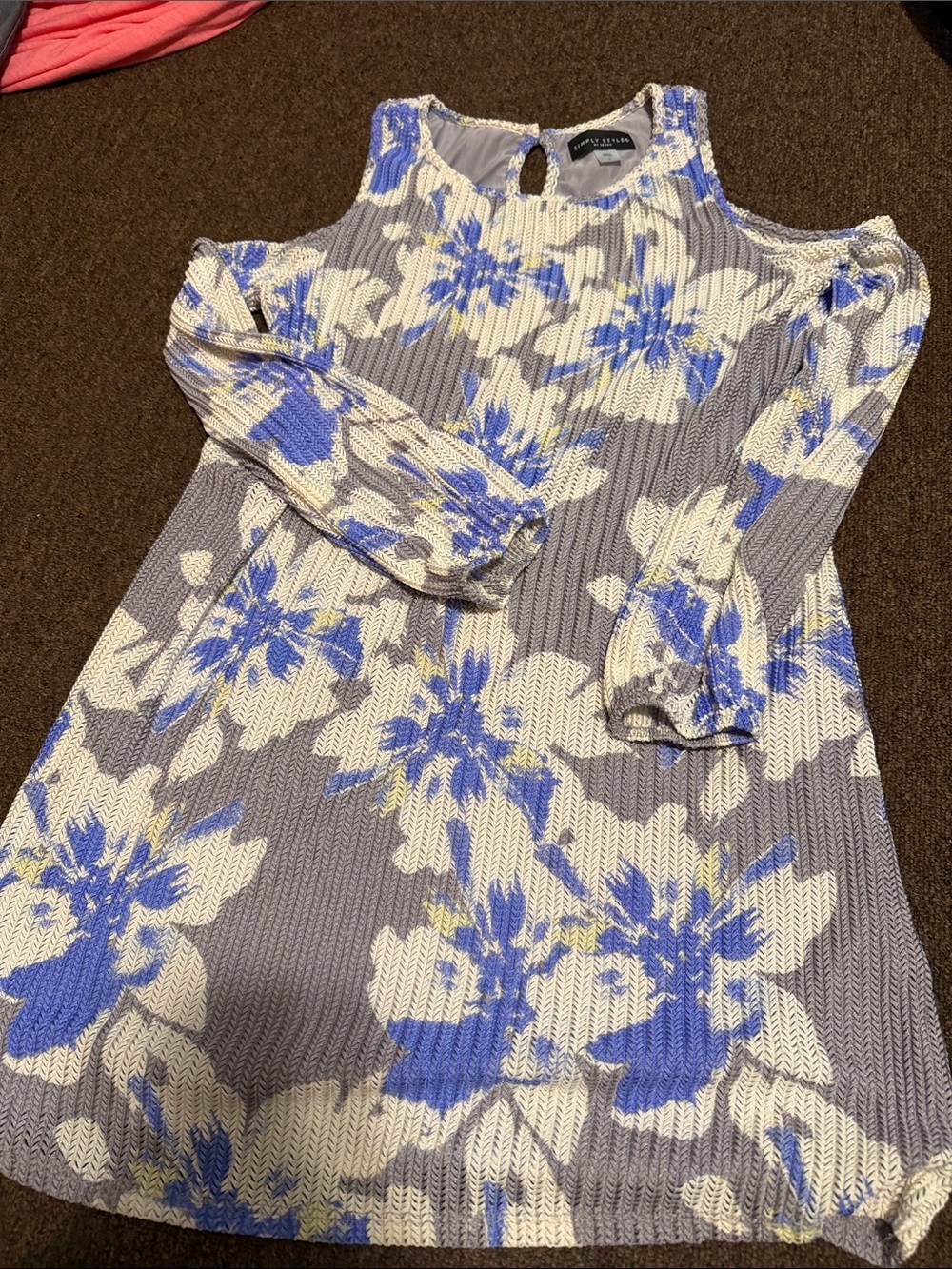 Simply Styled women’s off Shoulder Floral Dress in Blue and Cream